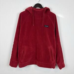 Columbia Men's Red Hooded Fleece Sweater Size Large